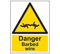 Vsafety warning Safety Sign "pericolo filo spinato, 2 mm, in plastica, 150 mm x 200 mm