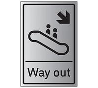 VSafety Way Out Freccia Giù Destra - 200 mm x 300 mm - Effetto alluminio autoadesivo