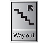 VSafety Way Out freccia per scale a sinistra, 200 mm x 300 mm, effetto alluminio autoadesivo