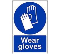 Vsafety Wear Gloves PPE Sign - Ritratto - 200 mm x 300 mm - 1 mm plastica rigida