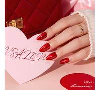 VSALON Unghie finte corte a pressione, effetto occhio di gatto rosso, riutilizzabili, con colla per unghie, olio protettivo per cuticole, linguette adesive e mini lima per unghie, 32 pezzi in 16