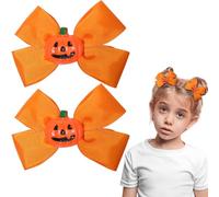 Vsdski Fermagli per capelli con fiocco di zucca per ragazze accessori per capelli con fiocco di Halloween carino 3D arancione clip per capelli clip a coccodrillo antiscivolo forcine per feste di