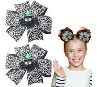 Vsdski Fermagli per capelli di Halloween 3D con fiocco di ragno, accessori per capelli di Halloween, accessori per capelli per donne e ragazze con ragnatela nera, forcine per capelli, nastro a