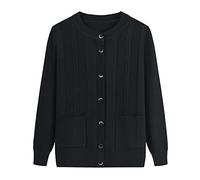 VSERETLOON Cardigan lavorato a maglia di mezza età e anziani primavera e autunno abiti madre nonna abbigliamento invernale maglione esterno, tipo B (taschetta): neroXL [consigliato 90-110 catties]