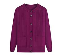 VSERETLOON Cardigan lavorato a maglia di mezza età e anziani primavera e autunno vestiti madre nonna abbigliamento invernale maglione esterno, tipo B (coppa): viola uva, L [70-90 gatti consigliati]