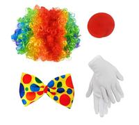 Vseutiac 4 Pezzi Kit Travestimento da Pagliaccio | scenico, Set da Clown, Multicolore, Costume, per Halloween, SET 1