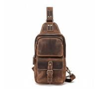 Vseutiac Borsa a Tracolla Uomo Borsa Petto Zaino Monospalla Spalla in Pelle Morbida Profilo Verticale Compatto con Alloggiamento 11in Organizzazione Pratica, Marrone, Marrone Scuro Pelle Crazy Horse