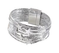 Vseutiac Bracciale Rigido Personalizzato Multistrato Bracciale Charm Moderno Gioiello Multifunzionale Trend in Pelle Artificiale E Lega Antiallergica Ad, Argento