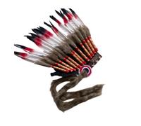 Vseutiac Performance Headdress Copricapo Diadema Accessorio Ornamento in Piume con Punte E Capelli Struttura Robusta con Bande Tessute Adatto a Palcoscenico, Stile Cerchi Rossi