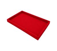 Vseutiac Vassoio Rettangolare per Gioielli Organizzatore Vassoio Rivestito in Basso Profilo Oggetti per Comò, Banco, Tavolo, Rosso