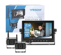 VSG Evolution HD XL - Sistema di retromarcia radio 24 9" per camper e camion, senza fili, con 2 telecamere per retromarcia + monitor, facile da aggiornare fai da te 12 V-24 V, fotocamera digitale