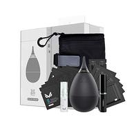 VSGO VS-A2E Kit di pulizia professionale per lenti con filtro soffiatore d'aria Custodia pieghevole in microfibra Panno per lenti Salviette umidificate Spazzola in metallo Tampone