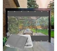 VSHENG Tende Trasparenti per Esterno - PVC Teloni Impermeabili Resistente agli Strappi Telone Trasparente per Pergola Veranda Gazebo Balcone Pannelli Laterali, Grigio+Trasparente(2x3m)