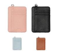 VSLIH Portafoglio da donna con blocco RFID, porta carte di credito minimalista, con finestra per documenti d'identità, portafogli sottili da donna, Nero e rosa., Tinta unita