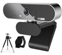 Vsofiot Webcam 1080P Pro HD con microfono stereo, grandangolo 110°, copertura privacy, treppiede, per conferenze, live streaming, registrazione, compatibile con Skype/Zoom/YouTube