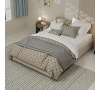 VSOGA Modern Minimalist Bed Frame, 140 x 200 cm, beige, materiale in velluto olandese, equipped with Gas Lift Rods, Modern Style Bedroom Furniture, excluding headboard and Mattress.