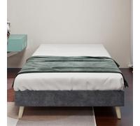 VSOGA Modern Minimalist Bed Frame, 90 x 200 cm, Grey, Dutch Velvet Fabric, Low Profile Base, Modern Style Bedroom Furniture. Excludes Gas Lift, Headboard and Mattress.