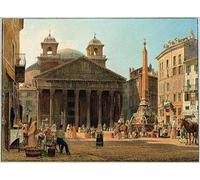 VsoxA Dipinti Famosi Poster Della Stanza Stampe d'Arte da Parete il Pantheon e Piazza Della Rotonda Inby Rudolf Von Alt per L'arredamento del Soggiorno 60x90cm