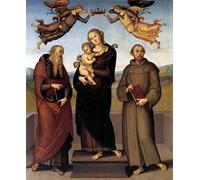 VsoxA Famoso Nordico Tela Pittura Quadri su Tela Decorativi la Vergine di Loretto con Santi e San Francesco di Pietro Perugino per la Decorazione Domestica dell'ufficio 60x90cm