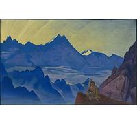 VsoxA Famoso Poster Pittura Poster con Stampa Milarepa Colui Che Ascoltava Di Nicholas Roerich per la Decorazione Della Parete 60x90cm