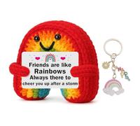 Vspek Arcobaleno positivo all'uncinetto, regalo dell'amicizia, bambola all'uncinetto con supporto emotivo, portachiavi felice, regalo positivo per lei, lui, amico, bestie, regalo di incoraggiamento
