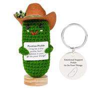 Vspek Cetriolo Positivo, Positiva Portachiavi, Divertente Cappello Cowboy Cetriolo Peluche Positivo, Regalo Donna Compleanno, Incoraggiamento Regalo per Amica Collega Famiglia Sorella