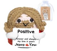 Vspek Gesù Positivo, Bambola All'uncinetto di Gesù, Regali Positivi, Portachiavi a Croce, Decorazione per Feste di Natale Regalo Incoraggiante per Gli Amici, Famiglia, Colleghi, Sorella