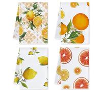 Vspek Limone Strofinacci Cucina, Set di 4 Panni Microfibra, Strofinacci, Canovacci ad Asciugatura Rapida Panni Assorbenti e Morbidi per Pulizia Casa Cottura, Asciugamani Assorbenti, 45 x 66 cm