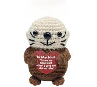 Vspek Lontra Positiva all'Uncinetto, Portachiavi Otter, Positive Peluche con Carta Motivazionale, Bomboniere Laurea, Incoraggiamento Compleanno Regalo per Amica Collega Famiglia Sorella