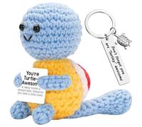 Vspek Portachiavi con tartaruga positiva all'uncinetto, regalo di supporto emotivo, biglietto ispiratore, regalo di compleanno per donne, uomini, amici, colleghi, bestie, decorazione per scrivania per