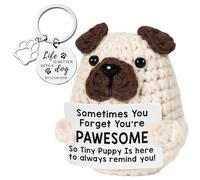 Vspek Positivo uncinetto animali cucciolo, regalo di supporto emotivo, portachiavi con cane, biglietto ispiratore, regalo di compleanno per donne, uomini, amici, colleghi, bestie, decorazione per casa