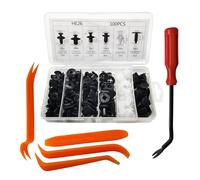 VSREI 100 Pezzi Rivetti Plastica Auto 6 Diverse Tipologie di Clip di Fissaggio per Auto, Assetto Auto Kit Clips di Assortimento Carrozzeria Interni Pannello Paraurti Porta(Con Attrezzo di Rimozione 2)