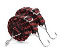 vsshe 2 Pezzi Corde Elastiche con Gancio, 2M Regolabili piatte Elastici, Cinghie elastiche, Elastici Con Ganci Regolabili, per Teloni, Campeggio, Portapacchi, Auto, Bici, rosso (30 mm)