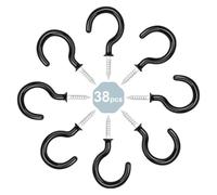 vsshe 38 ganci da soffitto in metallo da 4,6 cm, gancis a vite multiuso in plastica nera, per appendere piante, tazze, stoviglie, legno, sotto armadi, mensole e utensili da cucina