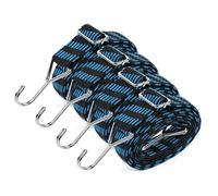 vsshe 4 Pezzi Corde Elastiche con Gancio, 2M Regolabili piatte Elastici, Cinghie elastiche, Elastici Con Ganci Regolabili, per Teloni, Campeggio, Portapacchi, Auto, Bici, blu (30 mm)