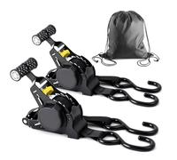 vsshe Cinghia di ancoraggio automatica, 2 Pcs Cinghie a Cricchetto Automatico, 2.5cm x 3.3m Cinghie di Tensione, resistenza massima alla rottura di 680 kg, con Ganci a S di Sicurezza, per Moto, Auto.