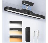 vsshe Lampada da Specchio a LED per Bagno, 4W 32cm 400LM LED Sottopensile, Ricaricabile e senza fili Bagnos Luce per Trucco, 3 colori regolabili,controllo touch,con telecomando e timing,nera