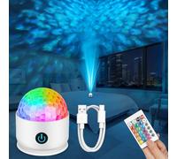 vsshe Lampada Proiettore Soffitto, 3 in 1 Lampada Aurora Boreale, 16 colori LED Lampada Proiettore Stelle, Ocean Wave Proiettore con Telecomando, 4 Modalità, Modello di ricarica, Regali per Bambini