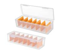 vsshe Scatola di gestione dei cavi con coperchio, 2Pezzi Organizer Cavi Plastica Trasparente, Scatola di Immagazzinaggio per Cavi Dati con 7 Scomparti e Divisori Rimovibili, per Famiglia, Ufficio.