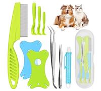 vsshe Set di 9 Ganci per Zecche, Pinzetta per Zecche per Cani e Gatti, Rimozione Zecches, con Astuccio, Set di Pinzette per la Rimozione delle Zecches per Cani, Gatti, Cavalli e Umani