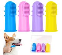 VSSHE Spazzolino da Denti per Cani, 4 Pezzi Spazzolini da Denti in Silicone per Cani, Spazzolinos per Animale Domestico Copertura Totale a 360°, Riutilizzabile, per Cure Dentistiche per Canis Gatti