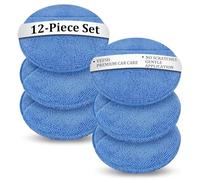 vsshe spugne per lucidatura in microfibra, 12 Pezzi Pad Applicatore Auto con copridita, 125x20 mm, Applicatore di cera per auto in schiuma,Applicatores in spugna per Autos Lavaggio, cere, polish