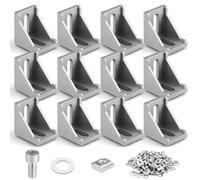vsshe Staffa Angolare in Alluminio, 12Pcs Staffa Angolare in Lega di Alluminio, per Profilo in Alluminios 20x20, Angolares Angolo 90°L, per Angolares Staffas Materiale di Montaggio, con Viti e Dadi