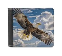 VstaDank An Eagle - Portafoglio da uomo in pelle a due pieghe, elegante, sottile, con tasca frontale, porta carte di credito e contanti