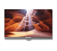 VstaDank Antelope Canyon Custodia per biglietti da visita per uomini e donne professionale in lega di alluminio porta biglietti da visita sottile flip cover portafoglio porta biglietti da visita in
