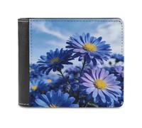 VstaDank Aster - Portafoglio da uomo in pelle blu a due pieghe, elegante, sottile, con tasca frontale, porta carte di credito e contanti