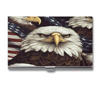 VstaDank Bald Eagle Custodia per biglietti da visita per uomini e donne professionale in lega di alluminio porta biglietti da visita sottile flip cover portafoglio ultra sottile in metallo per