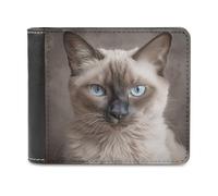 VstaDank Bellissimo portafoglio bifold con gatto siamese per donne e uomini portafoglio in pelle PU morbida sottile minimalista tasca frontale porta carte da lavoro