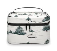 VstaDank Borsa da toilette con ascensore con abete per donne e uomini, borsa da barba con cerniera, facile da pulire, portatile, da bagno, per doccia, grande, impermeabile, in pelle, da viaggio