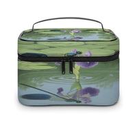 VstaDank Borsa da toilette con libellule per donne e uomini, borsa da barba con cerniera, facile da pulire, portatile, per bagno, doccia, grande, impermeabile, in pelle, da viaggio